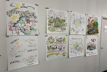Close up of drawings